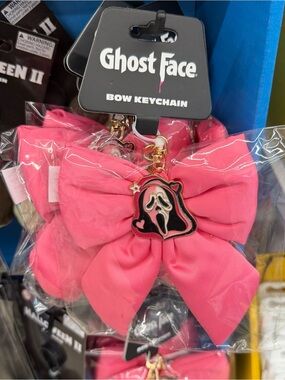Ghost Pink Bow Keychain for Kids